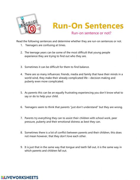 Sentence Worksheet, Multi Step Equations Worksheets, Sentences Worksheet, Run On, Reading Pictures, Run On Sentences, Multi Step Equations, Complete Sentences, Teacher Worksheets