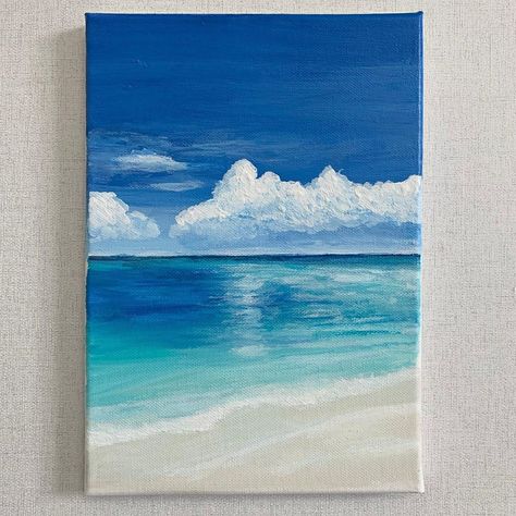 Ocean Art Painting, Canvas Art Painting Abstract, Easy Landscape Paintings, Beach Art Painting, Simple Canvas Paintings, Canvas Painting Tutorials, Easy Canvas Art, Canvas Painting Designs, Landscape Art Painting