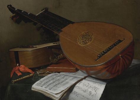 Nicolas-Henry Jeaurat de BertryPARIS 1728 - 1796STILL LIFE WITH A LUTE AND A GUITAR Old Master Paintings, Image Halloween, Master Paintings, Image Nature, Life Paintings, Guitar Art, Ways Of Seeing, Caravaggio, Vintage Art Prints