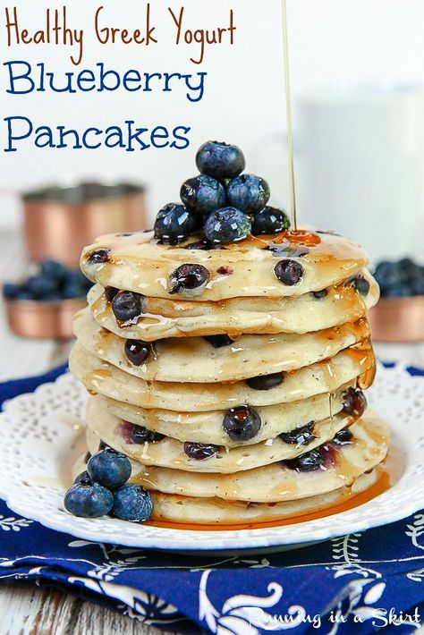 Greek Yogurt Blueberry Pancakes Pancake From Scratch, Greek Yogurt Blueberry, Healthy Blueberry Pancakes, Blueberry Pancakes Recipe, Greek Yogurt Pancakes, Yogurt Pancakes, Whole Wheat Pancakes, Pancakes From Scratch, Healthy Greek Yogurt