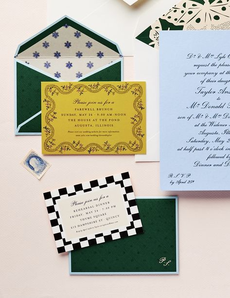 Custom Wedding Invites, Wedding Invitations Eclectic, Eclectic Wedding Invites, Wes Anderson Invitation, Wedding Invitations Wes Anderson, Kitsch Wedding Invitation, Cool Wedding Invitations, Eclectic Wedding Invitations, Presentation Folder Design