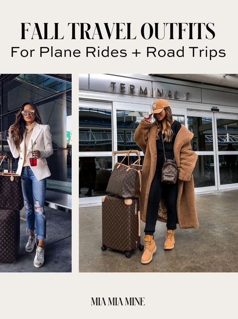 The season for traveling is upon us. Whether you're jetting off to a tropical destination or a winter wonderland, I wanted to share some of my favorite airport outfits that will keep you warm, comfy and stylish all at the same time. Get inspired by these fall and winter travel outfits and make them your own! #jetsetter #travelblogger #airport #style Airport Outfit Boots, Airport Outfit Cold Weather, Airport Outfit Winter To Tropical, Casual Airport Outfit Winter, Winter Travel Outfit Airport, Travel Outfit Fall Airport Style, Outfits For Plane, Airport Fashion Winter, Car Travel Outfit