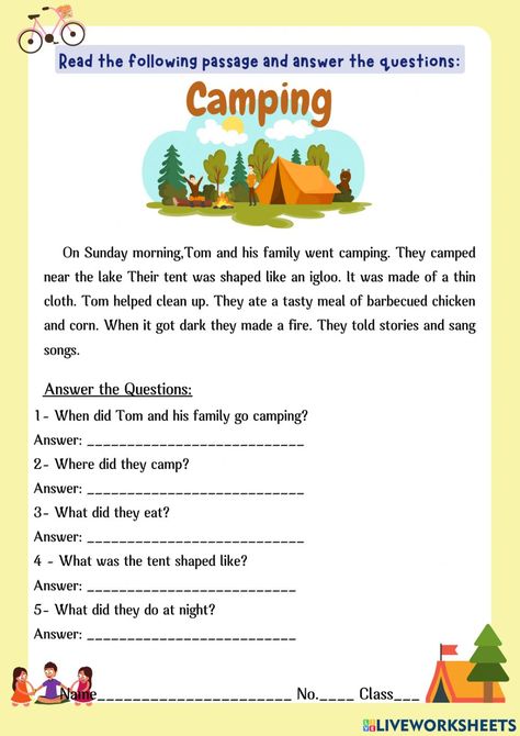 Skimming And Scanning, Past Tense Worksheet, Camp Read, How To Make Fire, English Worksheets For Kids, Comprehension Worksheets, Reading Stories, English Reading, School Related