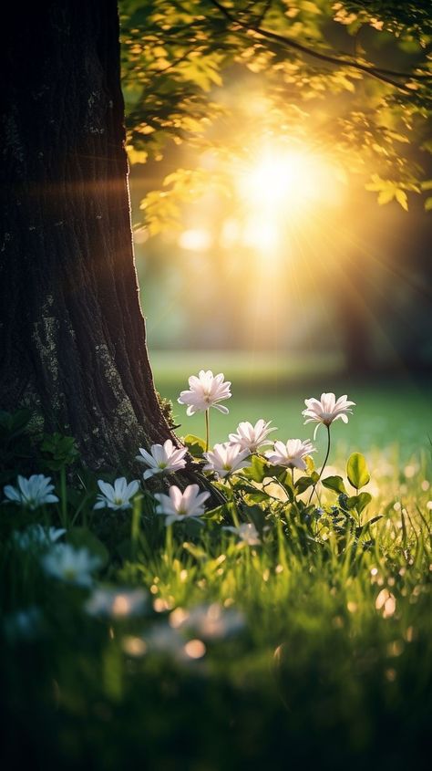 Relaxing Images Aesthetic, Morning Images Photography, Sunrise Photography Mornings, Sunrise With Flowers, Daisy Flower Aesthetic, Morning Sunrise Aesthetic, Cottagecore Photography, Peaceful Pictures, Good Morning Nature Images