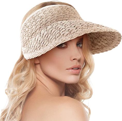 Sun Hat Womens Beach Hat Roll-up Sunhat Women Foldable Sun Hats for Women Golf Hat Women Visor Hats for Women Sun Straw Hats for Women Visor Hat, Beige at Amazon Women’s Clothing store Visors For Women, Womens Sun Hat, Womens Beach Hat, Golf Visor, Womens Visor, Summer Hats Beach, Sun Visor Hat, Wide Brim Sun Hat, Visor Hat