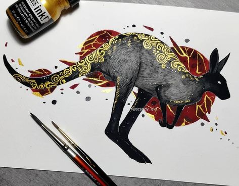 Kangaroo Golden Drawing, Mythology Art, Arte Sketchbook, Wow Art, A Wolf, Wolf Art, Arte Animal, Charcoal Drawing, Drawing Tutorials