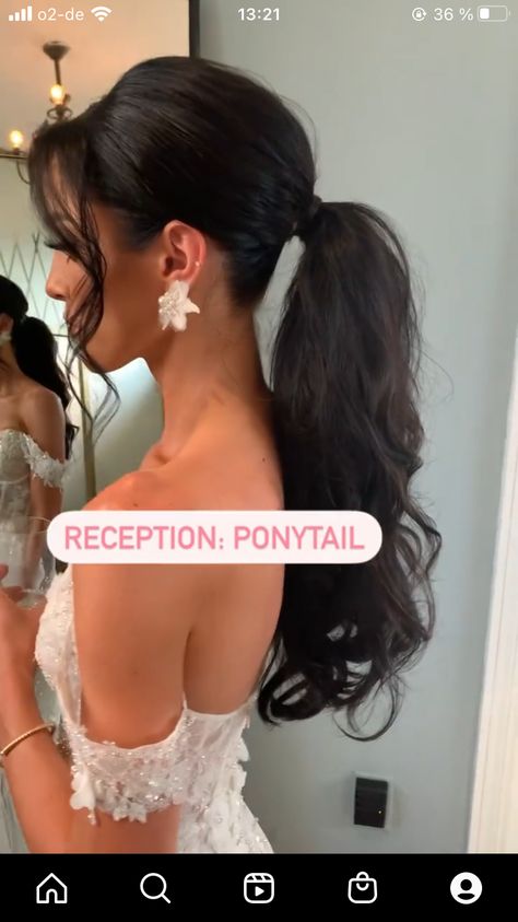 Effortless Sophistication: Wedding Ponytail Hairstyles with Bangs Hairstyles For Long Hair Backless Dress, Rehearsal Dinner Hair For Bride Ponytail, Long Curly Ponytail Wedding, Wedding High Ponytail Hairstyles With Veil, Mid Ponytail Hairstyles Wedding, Wedding Reception Ponytail, Tousled Ponytail Wedding, Bridal Ponytail Hairstyles Front View, Black Tie Ball Hairstyles