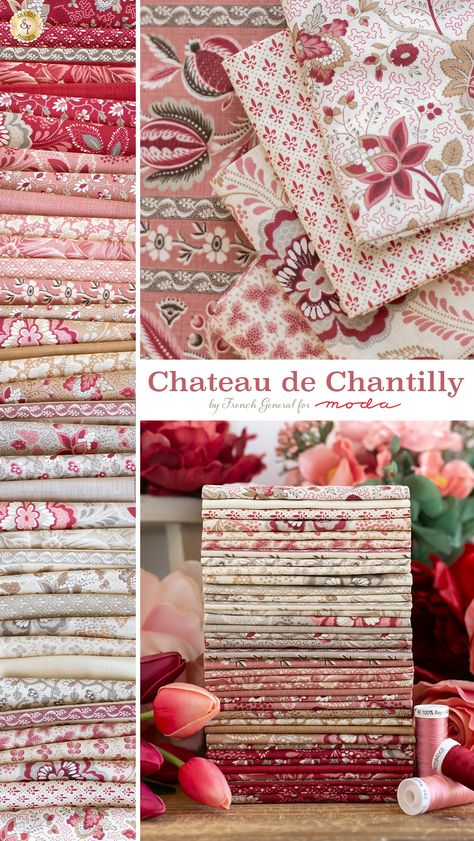 French General Quilts, Old Chateau, French Country Quilt, Vintage Fabric Prints, French General Fabric, French Floral Fabric, Moda Fabric Collections, French Country Fabric, French Quilt