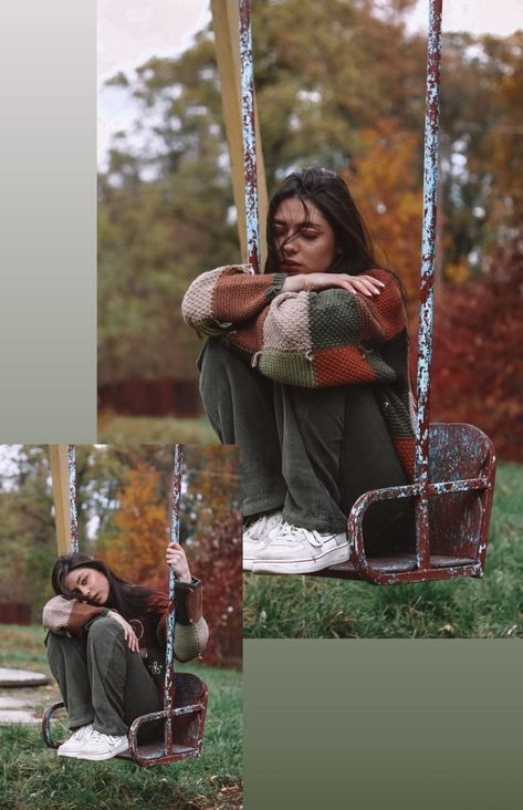 Playground Photoshoot, Music Photoshoot, Park Photoshoot, Fall Photo Shoot, Photoshop Ideas, Fall Photo, Human Poses Reference, Fall Photoshoot, Human Poses