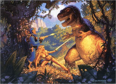 Tim Hildebrandt, Greg Hildebrandt, Brothers Art, 70s Sci Fi Art, Scifi Fantasy Art, Sci Fi Comics, Prehistoric Art, Dinosaur Art, Pulp Art