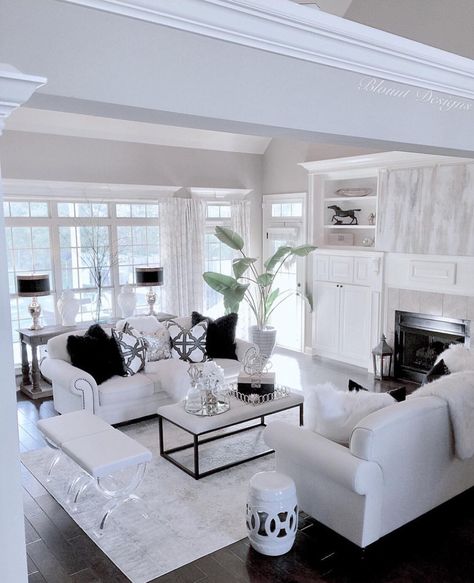 White Living Room Decor, Living Room Decor On A Budget, White Room Decor, Glam Living Room, White Living, Living Room Decor Cozy, White Living Room, Living Room White, Elegant Living Room