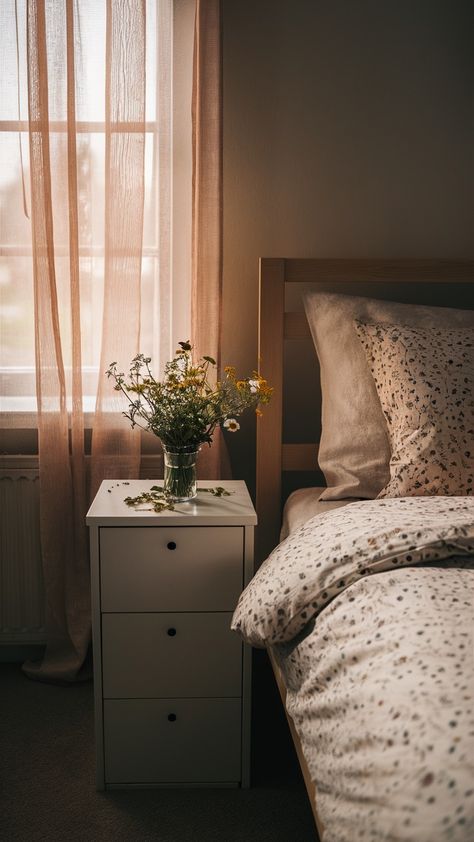 🌼 Is there anything more refreshing than waking up to a room filled with the beauty of wildflowers? 🌞✨ Imagine this: a serene bedroom adorned with a simple yet stunning bunch of wildflowers resting on your nightstand. It’s the little things that can transform a space from ordinary to extraordinary! I’ve always believed that nature has a way of bringing calm and joy into our lives, and incorporating flowers into your decor is one of the easiest ways to do just that. Here’s a tip: choose seas... Bergpalm Duvet, Hemnes Chest Of Drawers, Malm Bed Frame, Ikea Style, Wildflower Decor, Malm Bed, Ikea Decor, Bedroom Oasis, Serene Bedroom