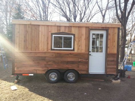 $15k Tiny House on Wheels For Sale in Minneapolis Small Houses On Wheels, Tiny House Trailer, Tiny House For Sale, Cedar Siding, Tiny Cabins, Tiny House Floor Plans, Tiny Cottage, Trailer Home, Wheels For Sale