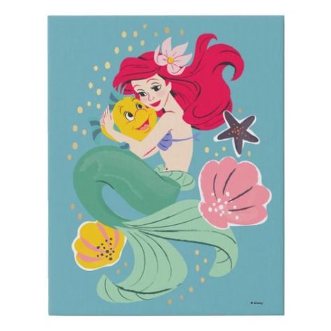 $26.77 | Princess Ariel Holding Flounder Illustration #disney, princess, royalty, pretty, cute, adorable, trendy, ariel, flounder, little mermaid Ariel Nursery, Sea Gender, Ariel Tattoo, Illustration Postcard, Ariel And Flounder, Mermaid Poster, Shark Decor, Princess Ariel, Illustration Poster