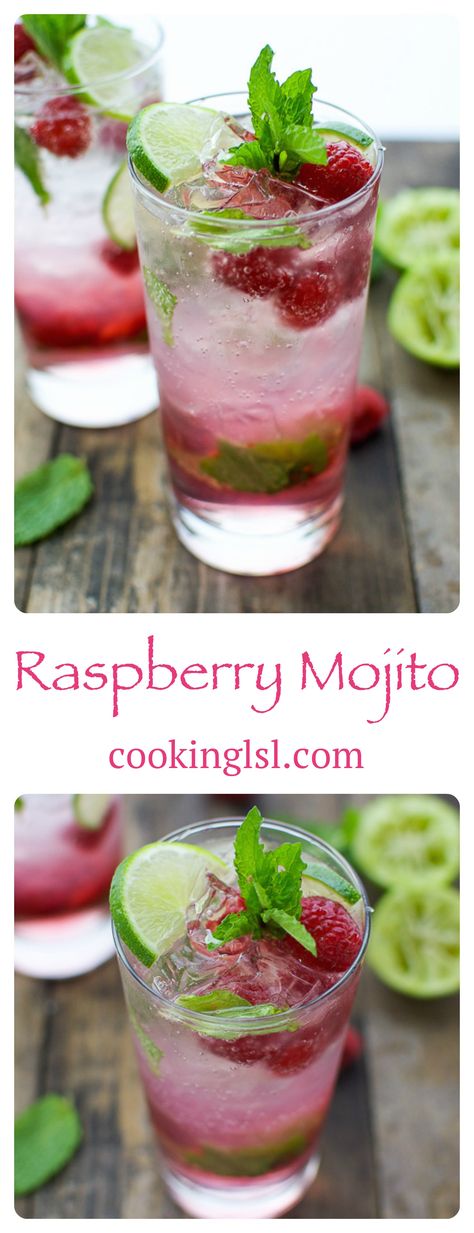 Raspberry-Mojito-Cocktail Resep Mojito, Raspberry Mojito, Mojito Cocktail, Mojito Recipe, Drink Drank Drunk, Cocktail Mix, Party Mix, Delicious Drinks, 5 O Clock Somewhere