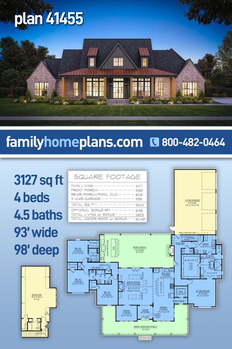 Cabin House Plans 4 Bedroom, House Plans For 5 Bedrooms, Brick House Plans Farmhouse Style, House For Entertaining Floor Plans, Floor Plans 4 Bedroom Ranch, 5 Bed 3 Bath House Plans One Story, Floor Plans 4 Bedroom Farmhouse, 4 Bed 3 Bath Farmhouse Plans, 5 Bedroom House Floor Plan One Level Country Farmhouse