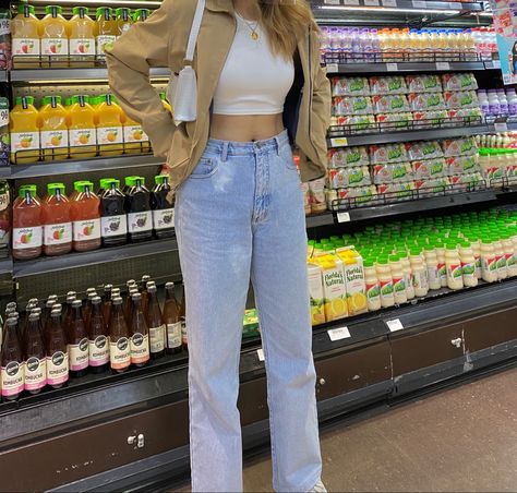 trendy outfit, basic outfit, grocery aesthetic, grocery outfit, instagram inspo, posing inspo, aesthetic outfit, aesthetic clothing Supermarket Outfit, Grocery Aesthetic, Aesthetic Grocery, Outfit Basic, Diy Tray, Perfume Tray, Aesthetic Clothing, Trendy Outfit, Aesthetic Outfit