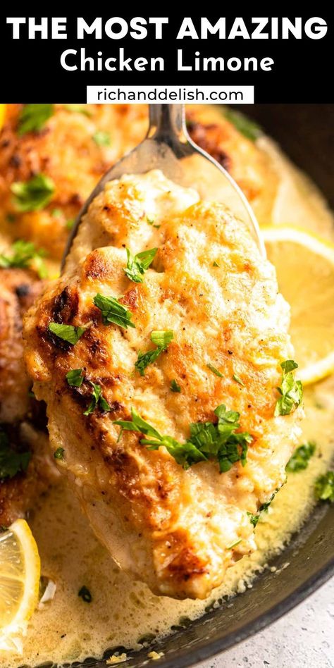 Baked Creamy Lemon Chicken, Italian Lemon Pecorino Chicken, Italian Lemon Chicken Recipes, Breaded Lemon Chicken Recipe, Chicken Limone Recipe Simple, Meyer Lemon Recipes Dinners, Chicken Lemonato, Chicken Limone Recipe, Lemon Mustard Chicken