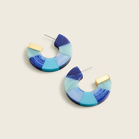 J.Crew: Made-in-Italy Mixed Acetate Hoop Earrings For Women Retro Blue, Hair Back, J Crew Jewelry, Men's Suits, Jewelry Case, Hair Products, Earrings For Women, Women's Earrings, Jewelry Box