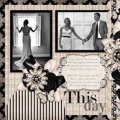 Wedding Scrapbook Layouts, Wedding Layouts, Wedding Album Scrapbooking, Wedding Layout, Bridal Shower Scrapbook, Wedding Scrapbook Pages, Scrapbook Wedding, Wedding Scrapbooking, Wedding Scrapbooking Layouts