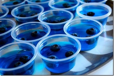 Detroit Lions jello shots Liquor Desserts, Summer Jello Shots, Blueberry Jello, Blue Jello Shots, Bartending 101, Making Jello Shots, Jello Shooters, Jello Shots Vodka, Jello Pudding Shots