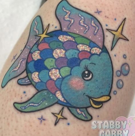 Rainbow Fish Tattoo, 90s Tattoo Ideas, Rainbow Fish Book, The Rainbow Fish, 90s Tattoos, Kawaii Tattoo, Fish Tattoo, Rainbow Fish, Sleeves Ideas