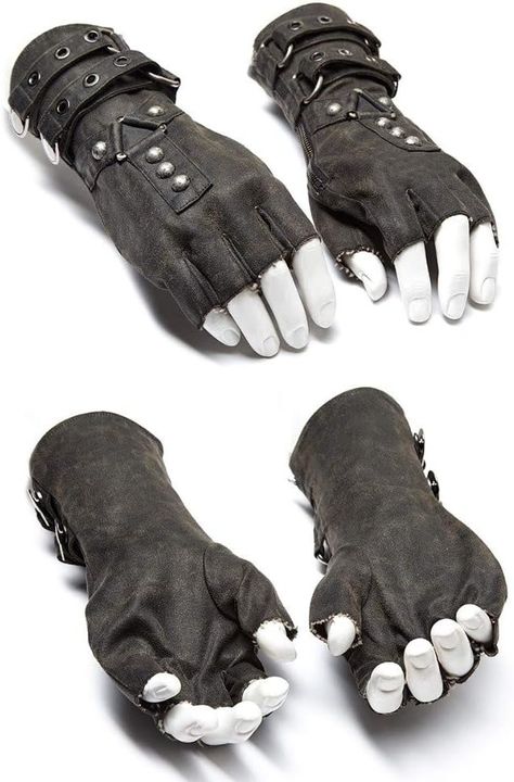 Amazon.com: Punk Rave Steampunk Fingerless Gloves for Men Motorcycle Cotton Gloves Grey Coffee Driving Gloves (XL-XXXL, Coffee) : Clothing, Shoes & Jewelry Steampunk Gloves, Steampunk Belt, Steampunk Men, Steampunk Leather, Soft Gloves, Padded Swimwear, Punk Design, Style Steampunk, Punk Accessories