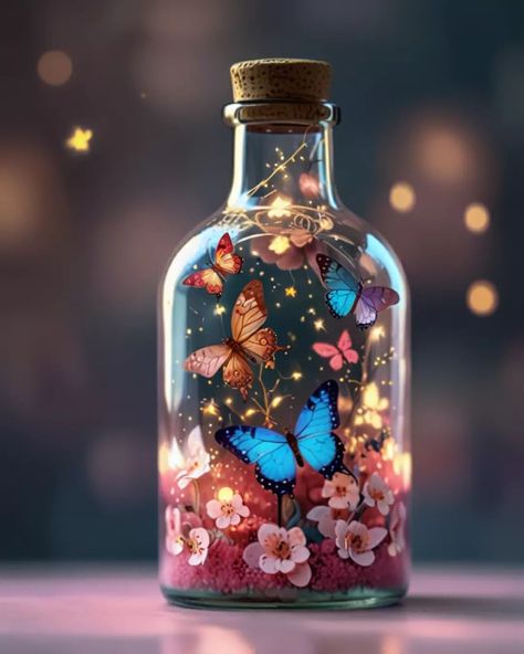 #magical glowing bottles with butterflies #butterflies #butterfly #bottle #magic #glowing Glow Bottle, Wallpapers Backgrounds, Pretty Wallpapers Backgrounds, Everything Pink, Bottle Art, Pretty Wallpapers, Wallpaper Backgrounds, Butterflies, Arts And Crafts