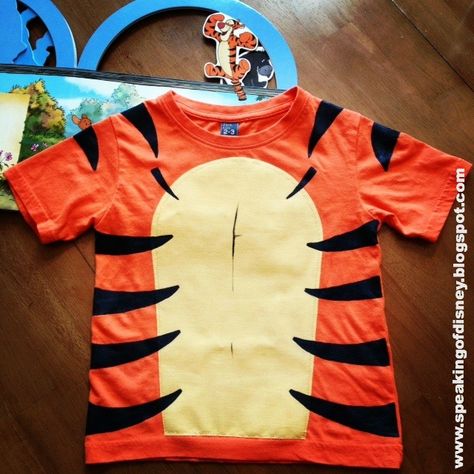 DIY Tigger T-Shirt Costume | Speaking of Disney... | Disney Halloween Costumes DIY |   Disney Halloween Costumes for Kids | Disney Halloween Costumes Diy, Tigger Halloween, Tigger Costume, Karneval Diy, Diy Halloween Shirts, Winnie The Pooh Costume, Disney Costumes Diy, Tiger Costume, Disney Costume