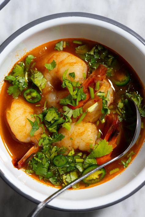 Shrimp, Cilantro and Tamarind Soup Recipe - NYT Cooking Tamarind Soup Recipes, Tamarind Soup, Goan Cuisine, Tamarind Recipes, Goan Food, Raw Shrimp, Chicken Noodle Soup Easy, Shrimp Soup, Goan Recipes