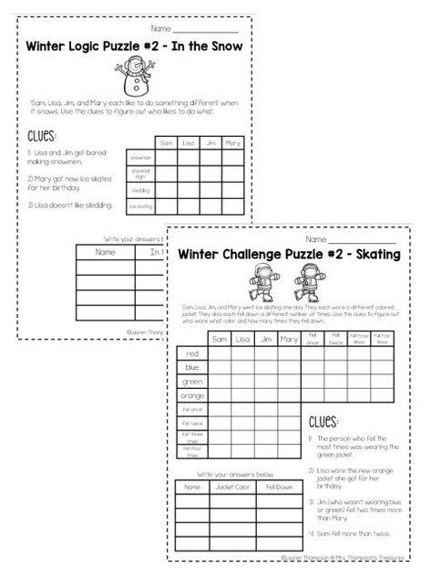 Winter logic puzzles critical thinking activities First Grade Logic Puzzles, Winter Logic Puzzles Free, Christmas Logic Puzzles, Perceptual Activities, Visual Perceptual Activities, Math Logic Puzzles, Logic Puzzle, Critical Thinking Activities, Go Math