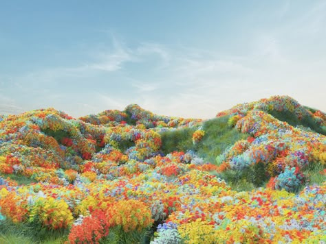 Behance :: For You Danny Jones, Dreamy Garden, 3d Landscape, Dreamy Landscapes, Flower Landscape, Composition Design, Futuristic Art, 3d Artwork, 3d Texture