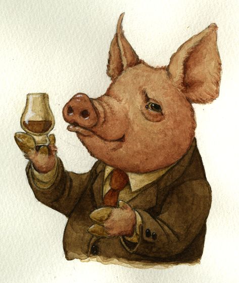 Swine Tasting Flying Pigs Art, Pig Illustration, Pig Art, Victorian Scrap, Animal Portraits Art, Funny Tattoos, 귀여운 동물, Cute Illustration, Portrait Art