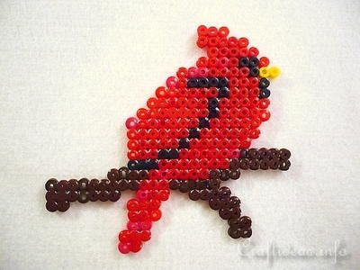 Melting Beads Perler Beads Cardinal Ornament Birds Craft Ideas, Ideas With Beads, Birds Craft, Beads Perler, Seed Bead Tutorials, Christmas Perler Beads, Easy Perler Bead Patterns, Melty Bead Patterns, Pearl Beads Pattern