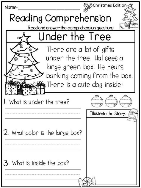 1st Grade English Worksheets - Best Coloring Pages For Kids Christmas Reading Activities, Christmas Reading Comprehension, 1st Grade Reading Worksheets, Christmas Literacy, Holiday Worksheets, Reading Comprehension Kindergarten, Kindergarten Reading Worksheets, Literacy Worksheets, Christmas Reading