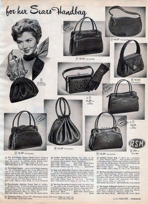 1950s Purses & Handbags: Styles, Trends & Pictures Vintage Bags 1950s, Fur Coat Vintage, Fashion 1950s, Vintage Fur, Vintage Purses, Vintage Purse, Moda Vintage, 1950s Fashion, Mode Vintage