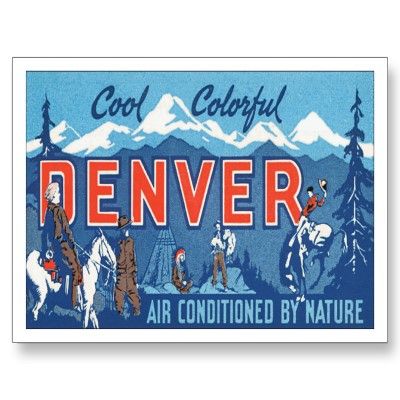 Vintage Denver CO Travel Poster Art Post Card Denver Travel, Souvenir Collection, Vintage Postcards Travel, Colorado Denver, Writing Area, Travel Postcard, Nature Posters, American Cities, 1 Image