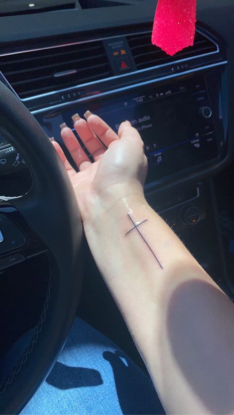 Cross On Arm Tattoo, Rist Tattoo Ideas Female, Simple Arm Tattoos For Women Forearm, Cross Tattoos On Hand, Tattoos On Wrist For Women, Cross Hand Tattoos For Women, Cross Tattoos For Women On Wrist, Cross Tattoos For Women On Arm, Forearm Cross Tattoos For Women