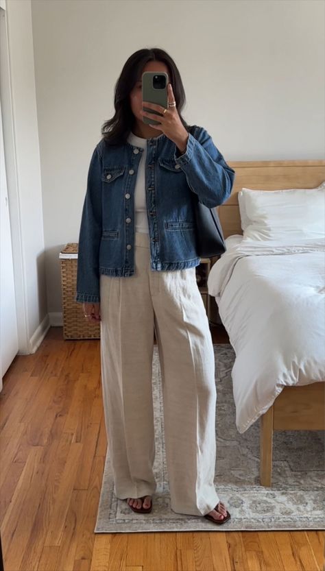 Denim Lady Jacket in Lakecourt Wash curated on LTK Jean Button Up Outfit, Levis Sherpa Jacket Women Outfit, How To Style Jean Jacket, Oversized Jean Jacket Outfits, Linen Pants Outfit Fall, Linen Jacket Outfit, Denim Jacket Outfit Winter, Oversized Jean Jacket Outfit, Oversized Jacket Outfit