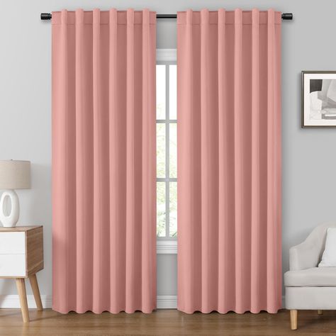 Amazon.com: HOMEIDEAS Coral Pink Blackout Curtains, 2 Pages Room Darkening Bedroom Pinch Pleated Curtains Thermal Insulated Curtains, Living Room Back Tab Rod Pocket Window Curtains for Bedroom, 52x84 : Home & Kitchen Pinch Pleated Curtains, Pinch Pleat Drapes, Affordable Wallpaper, Pink Blackout Curtains, Pinch Pleat Drape, Curtain For Door Window, Pinch Pleat Curtains, Beautiful Houses Interior, Nursery Curtains