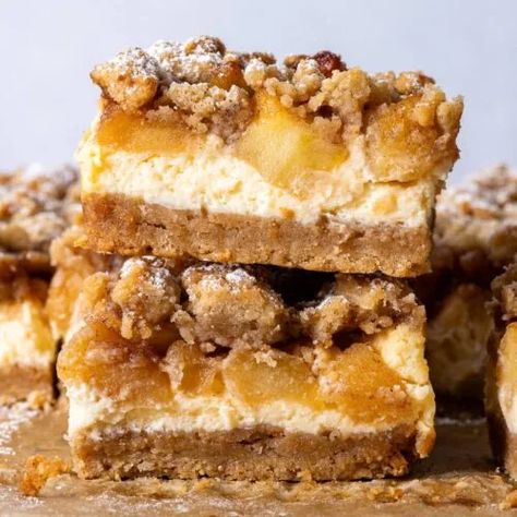 Gluten Free Apple Cheesecake Bars - The Loopy Whisk The Loopy Whisk, Loopy Whisk, Breakfast Brownies, Apple Cheesecake Bars, Strawberry Cheesecake Bars, Almond Shortbread, Cheesecake Layer, Gluten Free Apple, Apple Bars