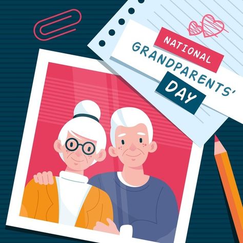 Grandparents Day Creative Ads, Grandparents Day Banner, Happy Grandparents Day Image, Grandfather And Grandson Illustration, Family With Grandparents Illustration, National Grandparents Day, Happy Grandparents Day, Print Design Template, Holiday Day