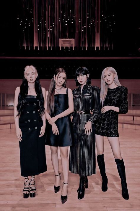 All member in black Blackpink Poster, Blackpink Members, Blackpink Blink, Lisa Blackpink Wallpaper, Blackpink Video, Black Pink Songs, Kim Jisoo, Blackpink Photos, Black Pink Kpop