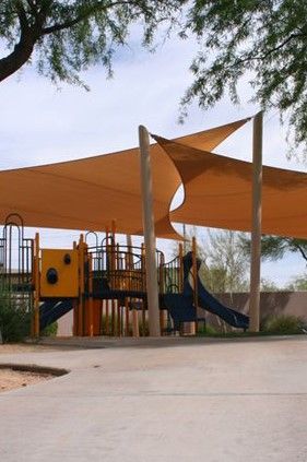 Children love the outdoors so let them enjoy it safely with a playground shade sail. These sails in Cinnamon from the Rainbow Shade Z16 range have a very effective UVE ranking, with 94.4% UVR protection and 91.5% shade making them a great choice for schools and daycares. Shade Sail Playground, Earthbag Dome, Playground Shade, Sandpit Cover, Earthbag Home, Aesthetic Outdoors, Shape Photography, Reading Garden, Dome Houses