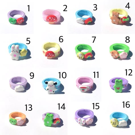 Fimo Ring, Diy Clay Rings, Aesthetic Clay, Polymer Clay Ring, Clay Ring, Clay Rings, Diy Air Dry Clay, Clay Diy Projects, Tanah Liat