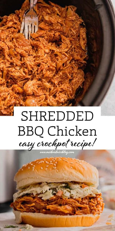 Shredded Bbq Chicken Crockpot, Bbq Boneless Chicken Breast, Bbq Chicken Salad Sandwich, Cream Cheese Crockpot Chicken, Barbecue Chicken Breast Recipes, Crockpot Shredded Bbq Chicken, Pulled Chicken Crock Pot Recipes, Chicken Breast Sandwich, Shredded Chicken Crockpot