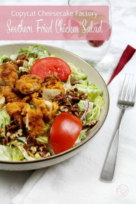 Southern Fried Chicken Salad - Emily Lenora Southern Fried Chicken Salad, Fried Chicken Salad, Chicken Tender Salad, Fried Chicken Salads, Chicken Salad Ingredients, Chicken Club, Fried Chicken Tenders, Crispy Chicken Tenders, Favorite Salad