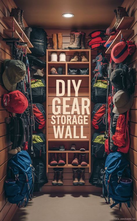 Get creative with DIY gear wall ideas that turn your space into a functional and budget-friendly gear room! Perfect for organizing hiking storage and camping gear without breaking the bank. Ideal for any adventure room. 🔨 #DIYGearWall #HikingGear #CampingStorage Gear Room Organization, Gear Room Ideas, Hiking Storage, Outdoor Gear Organization, Outdoor Gear Storage, Camping Gear Storage, Adventure Room, Gear Wall, Gear Room