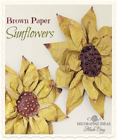 how to make paper flowers, crafts, I made my sunflowers about 20 to decorate for a party Make Paper Flowers, Paper Bag Crafts, Paper Sunflowers, Fleurs Diy, How To Make Paper Flowers, Brown Paper Bag, Primitive Crafts, Make Paper, Adult Crafts