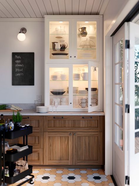 Find out about ENKÖPING kitchen fronts - IKEA Ikea Sektion Enkoping, Kitchen Cabinet Over Window, Ikea Kitchen Farmhouse Style, Ikea Kitchen Sektion Ideas, Rustic Ikea Kitchen, Timeless Ikea Kitchen, Budget Ikea Kitchen, Ikea Kitchen Cottage, Ikea Off White Kitchen